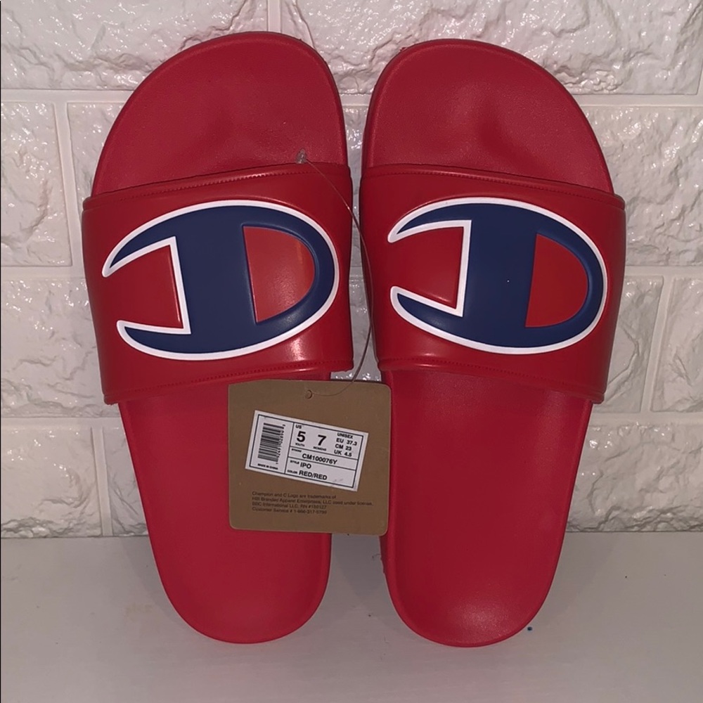 Champion red sandals